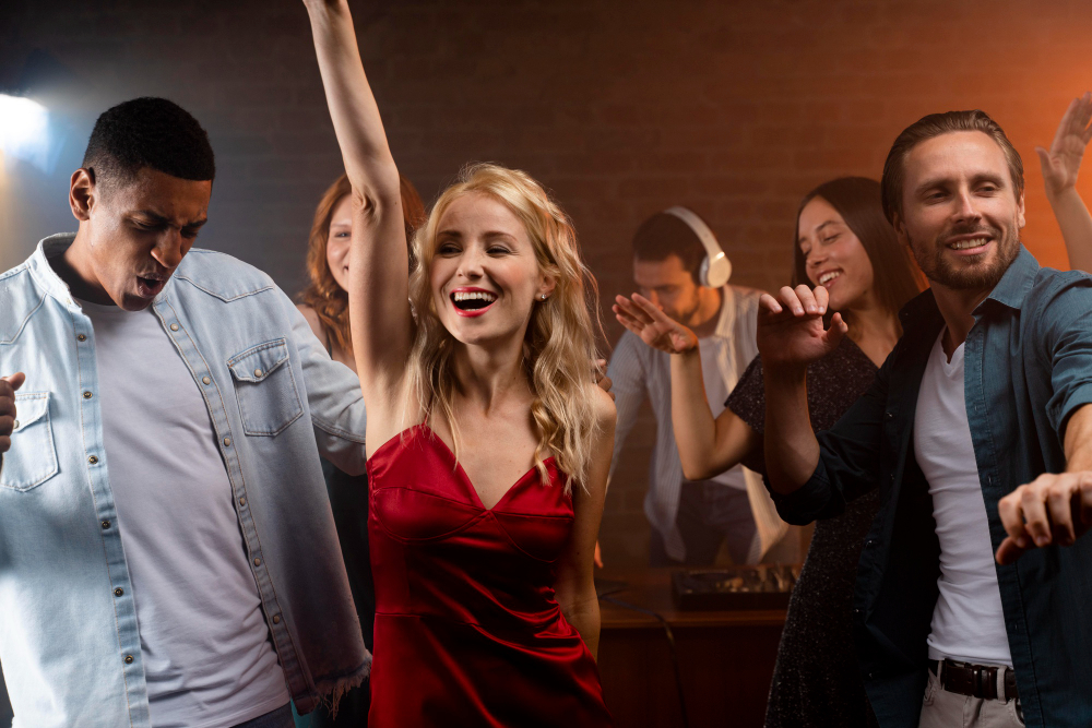 friends enjoying karaoke night in Al Barsha